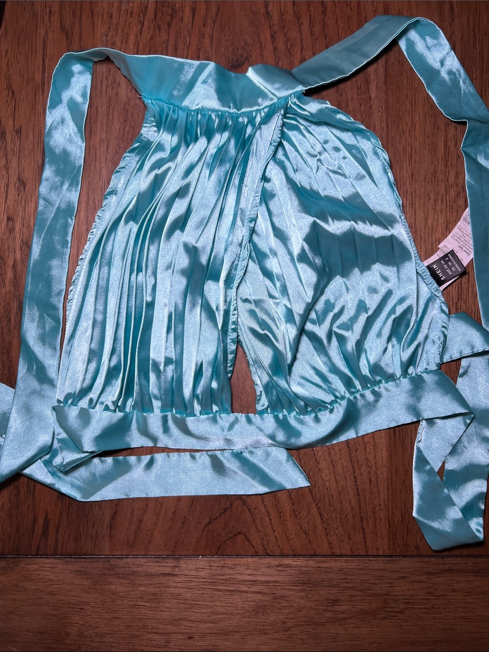 Satin Halter Backless Top and Pants Set in Aqua